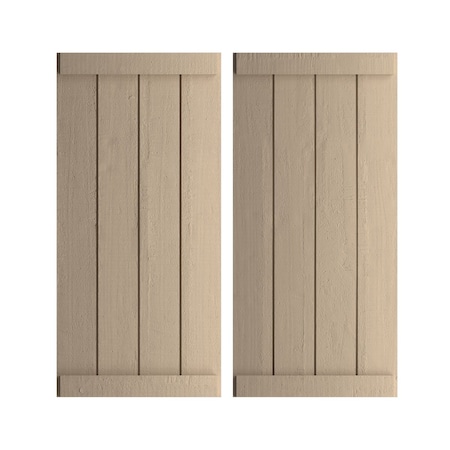 Rustic Four Board Joined Board-n-Batten Rough Cedar Faux Wood Shutters W/End Batten, 22W X 70H